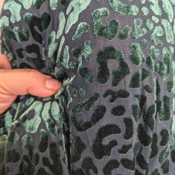 Miss Avenue Green Velvet Burnout leopard animal backless Cutout jumpsuit M - Picture 8 of 10